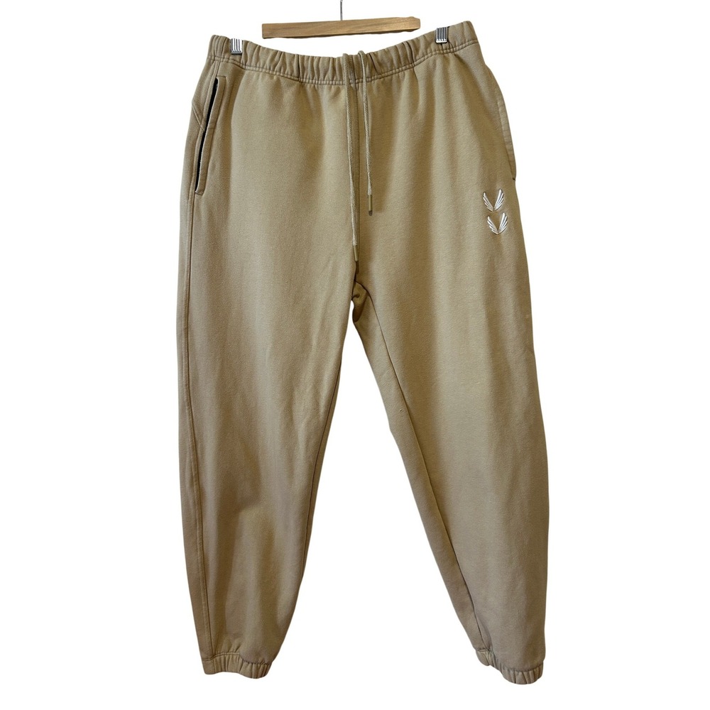 ASRV Mens Joggers Size L Tech Terry Tan Embroidered Stacked Wings Sweatpants